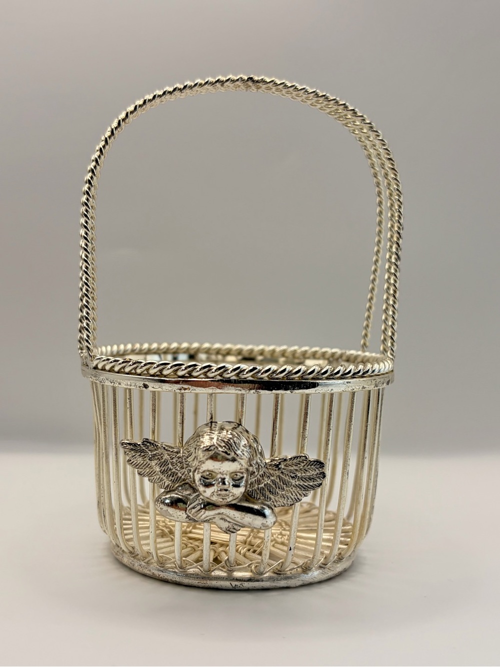 Silver Angel Accent Basket - Decorative Home Accent
